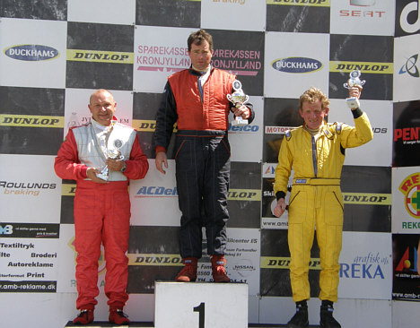 For anden gang denne weekend var Frank L. Jørgensen på 1. pladsen, mens det var Flemming Jørgensen (tv) og Benny Kristensen (th) der tog sig af 2. og 3. pladserne.